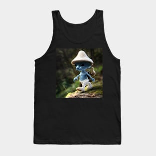 Funny blue mushroom Cat Meme we love live lie Tank Top